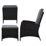 NNEDSZ Outdoor Setting Recliner Chair Table Set Wicker lounge Patio Furniture Black