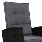 NNEDSZ Outdoor Setting Recliner Chair Table Set Wicker lounge Patio Furniture Black