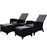 NNEDSZ Furniture Recliner Chairs Table Setting Wicker Lounge 5pc Black