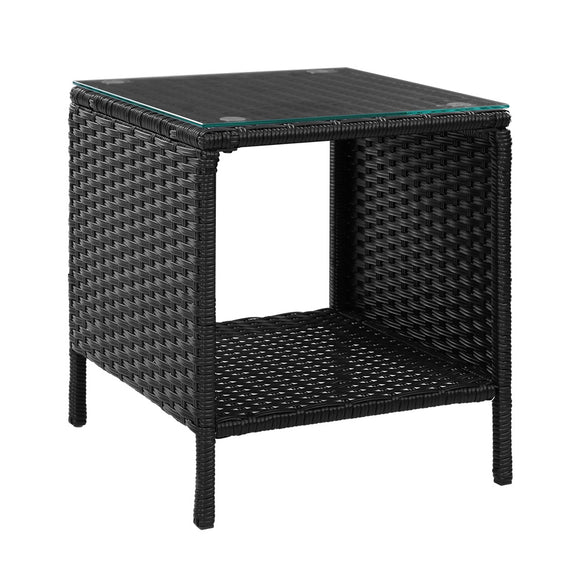 NNEDSZ Side Table Coffee Patio Outdoor Furniture Rattan Desk Indoor Garden Black