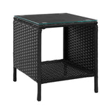 NNEDSZ Side Table Coffee Patio Outdoor Furniture Rattan Desk Indoor Garden Black