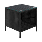 NNEDSZ Side Table Coffee Patio Outdoor Furniture Rattan Desk Indoor Garden Black