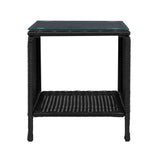 NNEDSZ Side Table Coffee Patio Outdoor Furniture Rattan Desk Indoor Garden Black