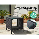 NNEDSZ Side Table Coffee Patio Outdoor Furniture Rattan Desk Indoor Garden Black