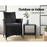 NNEDSZ Side Table Coffee Patio Outdoor Furniture Rattan Desk Indoor Garden Black