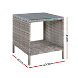 NNEDSZ Side Table Coffee Patio Outdoor Furniture Rattan Desk Indoor Garden Grey