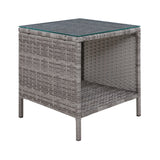 NNEDSZ Side Table Coffee Patio Outdoor Furniture Rattan Desk Indoor Garden Grey