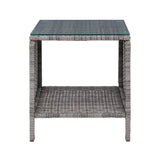 NNEDSZ Side Table Coffee Patio Outdoor Furniture Rattan Desk Indoor Garden Grey