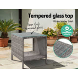 NNEDSZ Side Table Coffee Patio Outdoor Furniture Rattan Desk Indoor Garden Grey