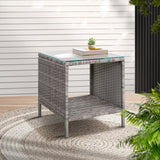 NNEDSZ Side Table Coffee Patio Outdoor Furniture Rattan Desk Indoor Garden Grey