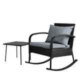 NNEDSZ  Wicker Rocking Chairs Table Set Outdoor Setting Recliner Patio Furniture