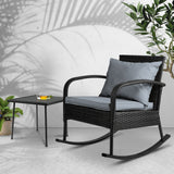 NNEDSZ  Wicker Rocking Chairs Table Set Outdoor Setting Recliner Patio Furniture