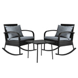 NNEDSZ 3 Piece Outdoor Chair Rocking Set - Black