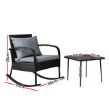 NNEDSZ 3 Piece Outdoor Chair Rocking Set - Black