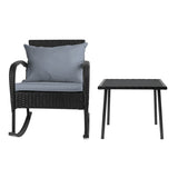 NNEDSZ 3 Piece Outdoor Chair Rocking Set - Black