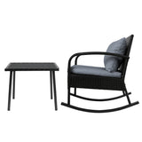 NNEDSZ 3 Piece Outdoor Chair Rocking Set - Black