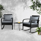 NNEDSZ 3 Piece Outdoor Chair Rocking Set - Black