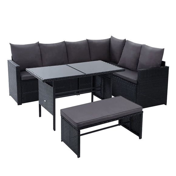 NNEDSZ Outdoor Furniture Dining Setting Sofa Set Wicker 8 Seater Storage Cover Black
