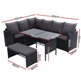 NNEDSZ Outdoor Furniture Dining Setting Sofa Set Wicker 8 Seater Storage Cover Black