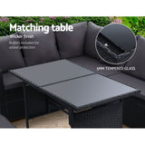 NNEDSZ Outdoor Furniture Dining Setting Sofa Set Wicker 8 Seater Storage Cover Black