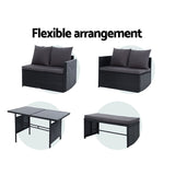 NNEDSZ Outdoor Furniture Dining Setting Sofa Set Wicker 8 Seater Storage Cover Black