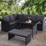 NNEDSZ Outdoor Furniture Dining Setting Sofa Set Wicker 8 Seater Storage Cover Black