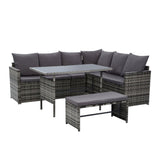 NNEDSZ Outdoor Furniture Dining Setting Sofa Set Lounge Wicker 8 Seater Mixed Grey