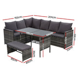 NNEDSZ Outdoor Furniture Dining Setting Sofa Set Lounge Wicker 8 Seater Mixed Grey