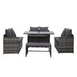 NNEDSZ Outdoor Furniture Dining Setting Sofa Set Lounge Wicker 8 Seater Mixed Grey