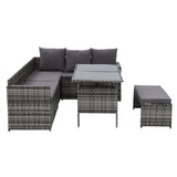 NNEDSZ Outdoor Furniture Dining Setting Sofa Set Lounge Wicker 8 Seater Mixed Grey