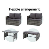 NNEDSZ Outdoor Furniture Dining Setting Sofa Set Lounge Wicker 8 Seater Mixed Grey