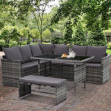NNEDSZ Outdoor Furniture Dining Setting Sofa Set Lounge Wicker 8 Seater Mixed Grey