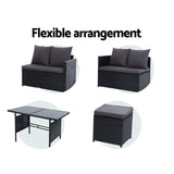 NNEDSZ Outdoor Furniture Dining Setting Sofa Set Lounge Wicker 9 Seater Black