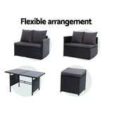 NNEDSZ Outdoor Furniture Dining Setting Sofa Set Wicker 9 Seater Storage Cover Black