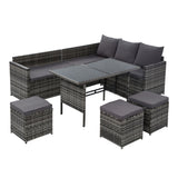 NNEDSZ Outdoor Furniture Dining Setting Sofa Set Wicker 9 Seater Storage Cover Mixed Grey
