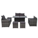 NNEDSZ Outdoor Furniture Dining Setting Sofa Set Wicker 9 Seater Storage Cover Mixed Grey