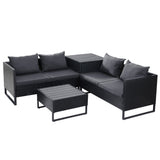 NNEDSZ Outdoor Sofa Furniture Garden Couch Lounge Set Wicker Table Chair Black