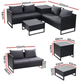 NNEDSZ Outdoor Sofa Furniture Garden Couch Lounge Set Wicker Table Chair Black