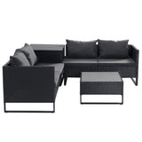 NNEDSZ Outdoor Sofa Furniture Garden Couch Lounge Set Wicker Table Chair Black