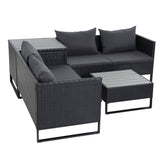 NNEDSZ Outdoor Sofa Furniture Garden Couch Lounge Set Wicker Table Chair Black