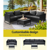 NNEDSZ Outdoor Sofa Furniture Garden Couch Lounge Set Wicker Table Chair Black