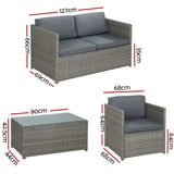 NNEDSZ Outdoor Furniture Sofa Set 4-Seater Wicker Lounge Setting Table Chairs