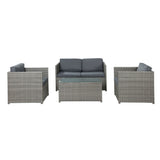 NNEDSZ Outdoor Furniture Sofa Set 4-Seater Wicker Lounge Setting Table Chairs