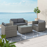 NNEDSZ Outdoor Furniture Sofa Set 4-Seater Wicker Lounge Setting Table Chairs