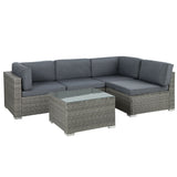 NNEDSZ 5-Piece Outdoor Furniture Sofa Set Wicker Lounge Setting Table Chairs
