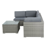 NNEDSZ 5-Piece Outdoor Furniture Sofa Set Wicker Lounge Setting Table Chairs