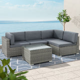NNEDSZ 5-Piece Outdoor Furniture Sofa Set Wicker Lounge Setting Table Chairs