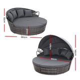 NNEDSZ Lounge Setting Patio Furniture Sofa Wicker Garden Rattan Set Day Bed Grey