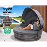 NNEDSZ Lounge Setting Patio Furniture Sofa Wicker Garden Rattan Set Day Bed Grey