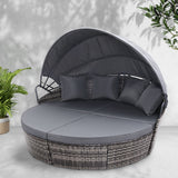 NNEDSZ Lounge Setting Patio Furniture Sofa Wicker Garden Rattan Set Day Bed Grey